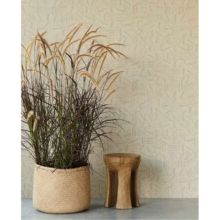 Eijffinger|Modern ethnic mosaic wallpaper with dotted pattern in sand beige|Checkered
