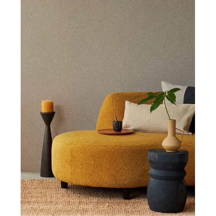 Eijffinger|Rustic modern wallpaper with leaf veins in terracotta brown, glossy|Contemporary