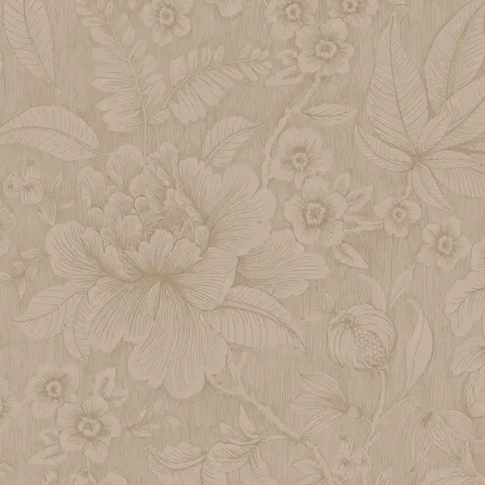 Pip Studio|Papel pintado romántico flores grandes dibujadas beige|Rústico