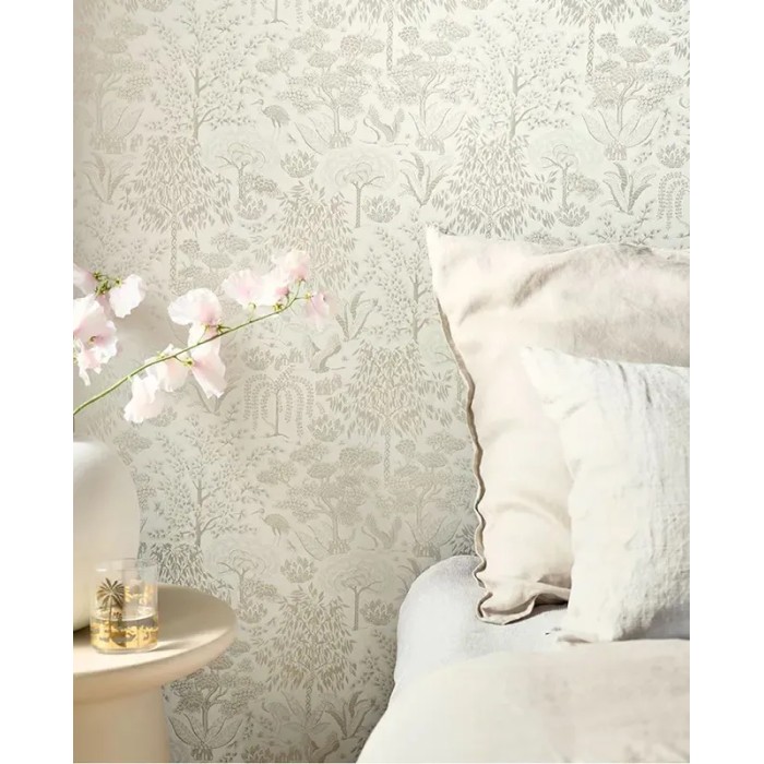 Pip Studio|Romantische Tapete mit Waldlandschaft in Cremeweiß|Tapeten