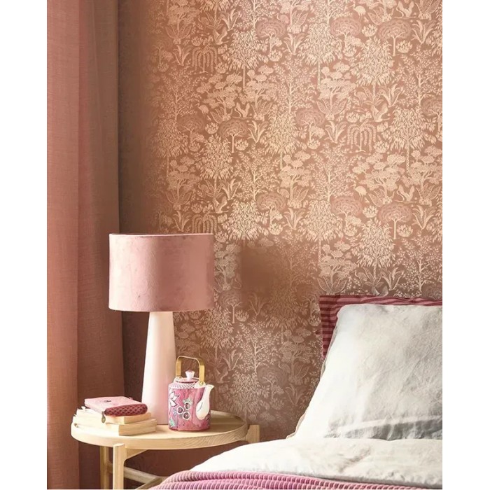 Pip Studio|Romantische Tapete mit Waldlandschaft in Terrakotta|Tapeten