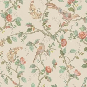 Casadeco|Papier peint style oriental et moderne, feuilles en éventail noir|Floral