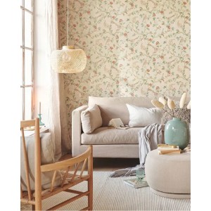 Pip Studio|Romantic wallpaper with flowers and birds in sage green|Romantic 2