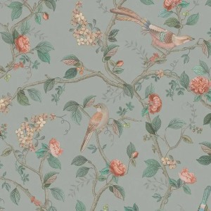 Rasch|Tapete romantisch weißsilber Blumen|Romantisch