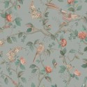 Pip Studio|Papier peint romantique fleurs et oiseaux vert sauge|Romantique