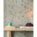 Pip Studio|Papel pintado romántico flores y pájaros verde salvia|Romántico