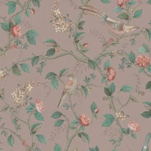 Pip Studio|Romantic wallpaper with flowers and birds in sage green|Romantic