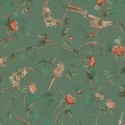 Pip Studio|Papel pintado romántico flores y pájaros verde|Papel Pintado