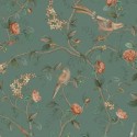 Pip Studio|Romantic wallpaper with flowers and birds in fern green|Wallpaper