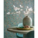 Pip Studio|Romantic wallpaper with flowers and birds in fern green|Wallpaper