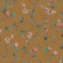Pip Studio|Romantic wallpaper with flowers and birds in ochre yellow|Romantic