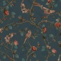 Pip Studio|Papel pintado romántico flores y pájaros azul|Romántico