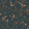 Pip Studio|Romantische Tapete mit Blumen und Vögeln in Blau|Romantisch