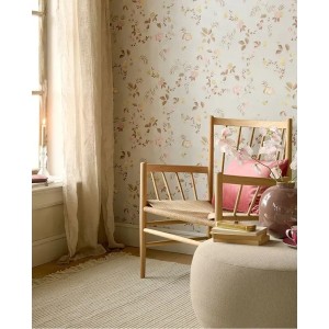 Casadeco|Oriental floral wallpaper with black water lily petals|Japanese Flowers 2