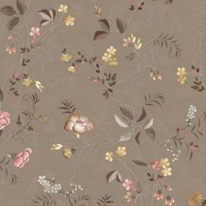 Casadeco|Oriental style wallpaper with dark blue cherry blossoms and peonies|Japanese Flowers