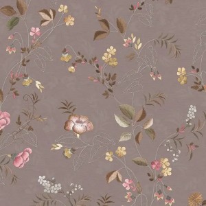 Casadeco|Oriental floral wallpaper with blue petal water lilies|Japanese Flowers