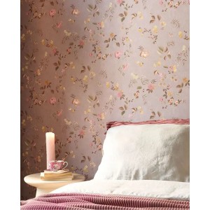 Casadeco|Oriental floral wallpaper with blue petal water lilies|Japanese Flowers 2