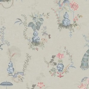 Caselio|Blue leaf pattern wallpaper, Scandinavian style|Floral