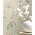 Pip Studio|Papier peint romantique vases en porcelaine chinoise et fleurs beige|Romantique