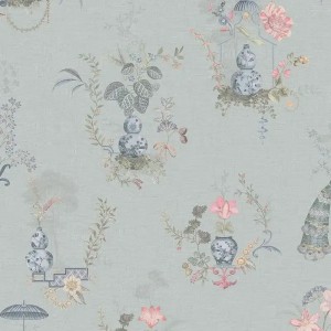 Rasch|Papier peint fleurs japonaises bleu cerisier en fleur|Fleurs Japonaises