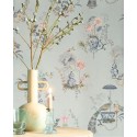 Pip Studio|Papier peint vases en porcelaine chinoise et fleurs bleu grisâtre|Minimaliste