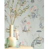 Pip Studio|Papier peint vases en porcelaine chinoise et fleurs bleu grisâtre|Minimaliste