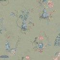 Pip Studio|Papel pintado romántico porcelana china y flores, verde claro|Oriental