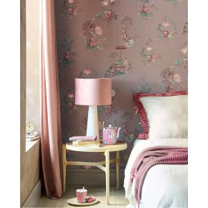 Casadeco|Oriental floral wallpaper with blue petal water lilies|Japanese Flowers 2