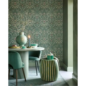 Grandeco|Damast florale Farbe Mausgrau Tapete|Damast 2