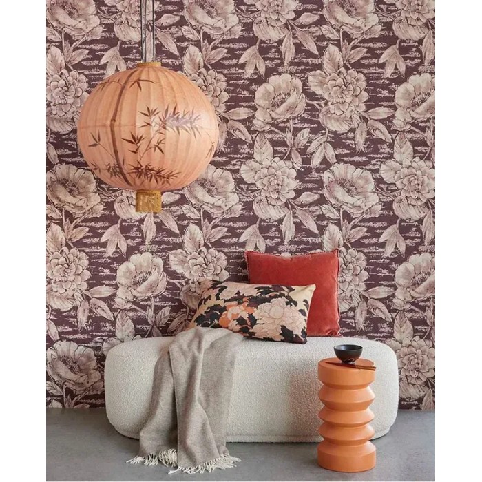 Papel pintado flores grandes beige rústico - Eijffinger Emerald 333410