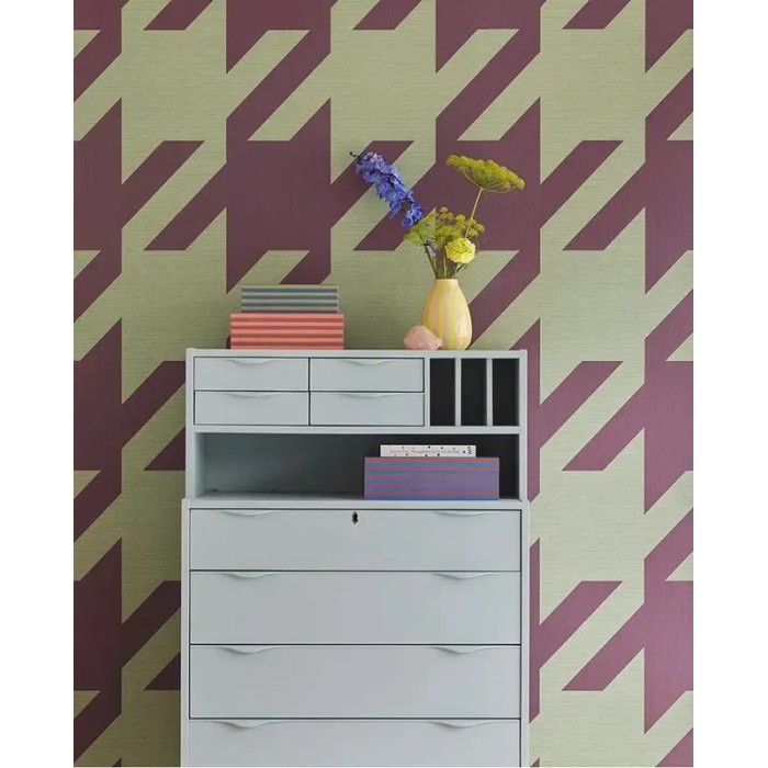 Eijffinger|Wall mural houndstooth pattern green and red|Wallmurals