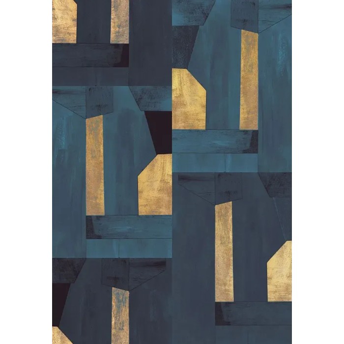 Eijffinger|Papier peint panoramique moderne composition abstraite bleu or|Panoramiques