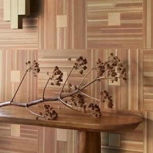 Grandeco|Papel pintado rústico troncos madera cortada|Imitacion Madera