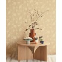 Eijffinger|Retro-ethnische geometrische Holztapete beige Maserung|Geometrisch