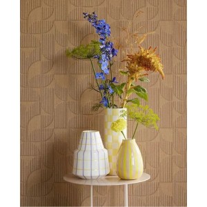Eijffinger|Retro ethnic geometric wallpaper with wood grain in dark brown|Wood Imitation 2