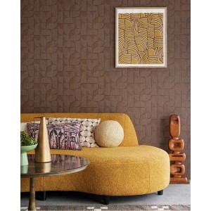 Eijffinger|Retro-moderne geometrische Tapete runde Formen terrakotta rosa|Geometrisch 2
