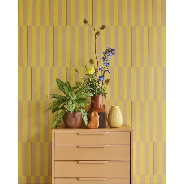 Eijffinger|Tapete retro-modern gelbe Streifen|Streifen