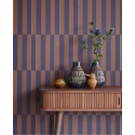 Eijffinger|Papier peint rétro moderne rayures bleu et marron|Rayures