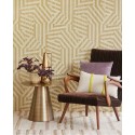 Eijffinger|Ethnic wallpaper with geometric marquetry in beige and gold|Ethnic