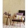 Eijffinger|Ethnic wallpaper with geometric marquetry in beige and gold|Ethnic