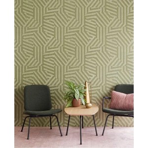 Rasch|Papier peint motif géométrique bleu doré métallisé|Rétro 2
