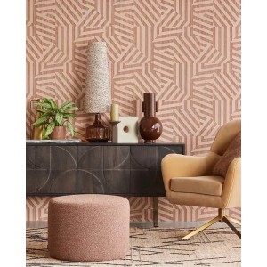 Casadeco|Papier peint géométrique avec formes rectangulaires blanc crème et noir|Rétro 2