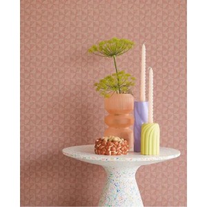 Eijffinger|Romantic chic wallpaper with textile pattern in terracotta pink|Romantic 2
