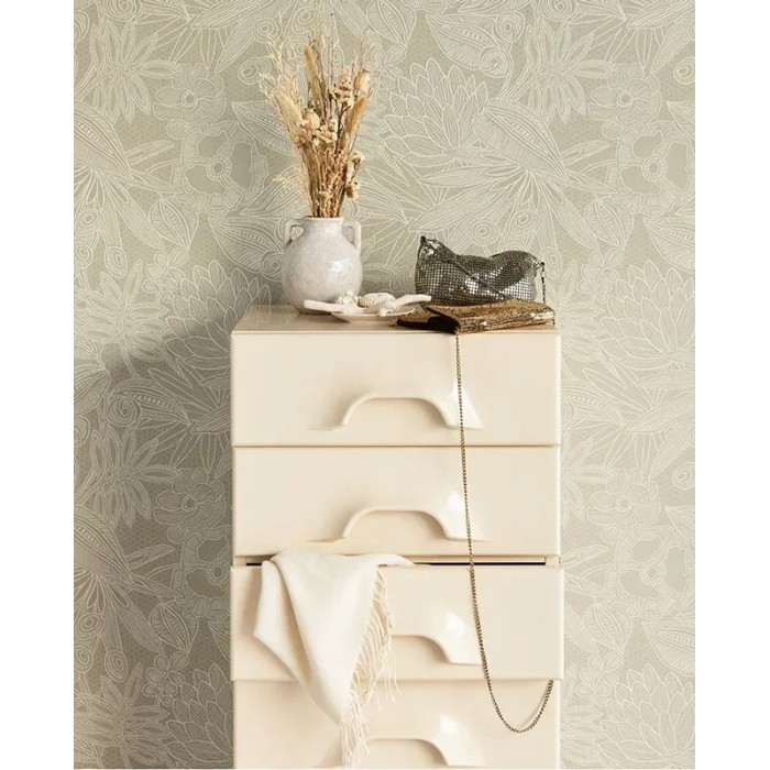 Eijffinger|Romantische Tapete mit Spitzenmuster floral in Pastellgrün|Hochwertige