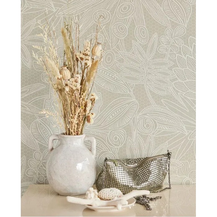 Eijffinger|Papier peint romantique dentelle florale vert pastel|Haut Gamme