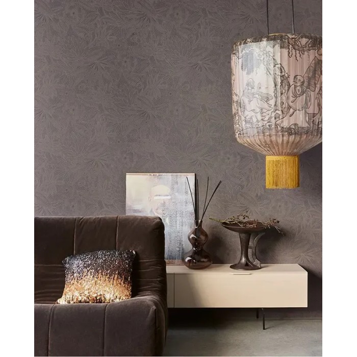 Eijffinger|Papier peint romantique dentelle florale violet marron|Papier Peint