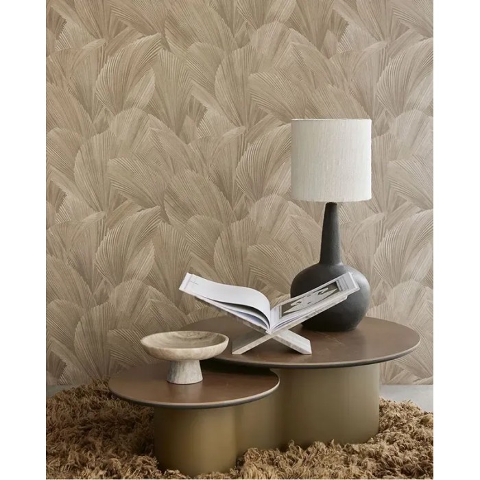 Eijffinger|Papel pintado hojas de palma marrón topo jungle chic|Alta Gama