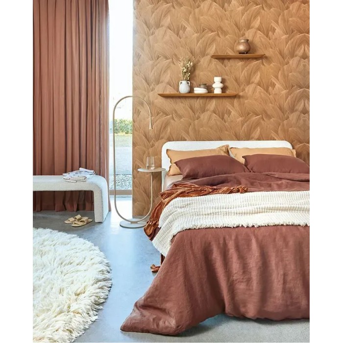 Papel pintado hojas de palma marrón cobrizo jungle chic - Eijffinger Gilded 340123