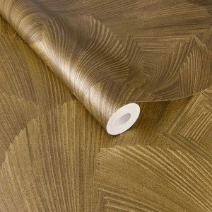 Papeldecor|Tapete mit Farnen und Bananenblättern in Lila, Braun, Beige|Tapeten
