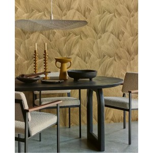 Papeldecor|Tapete mit Farnen und Bananenblättern in Lila, Braun, Beige|Tapeten 2